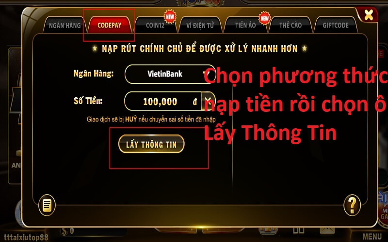 nạp tiền qua Codepay Top88