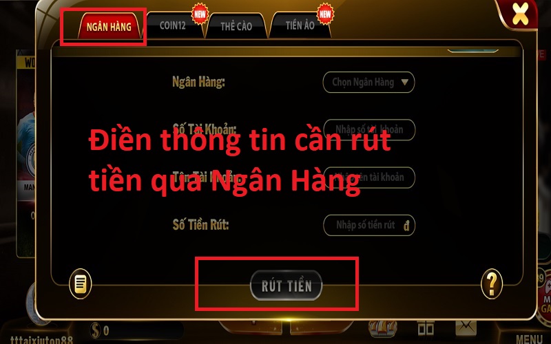 Rút tiền qua ngân hàng Top88