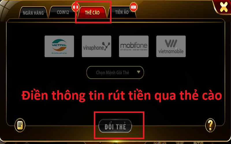 Rút tiền qua thẻ cào Top88